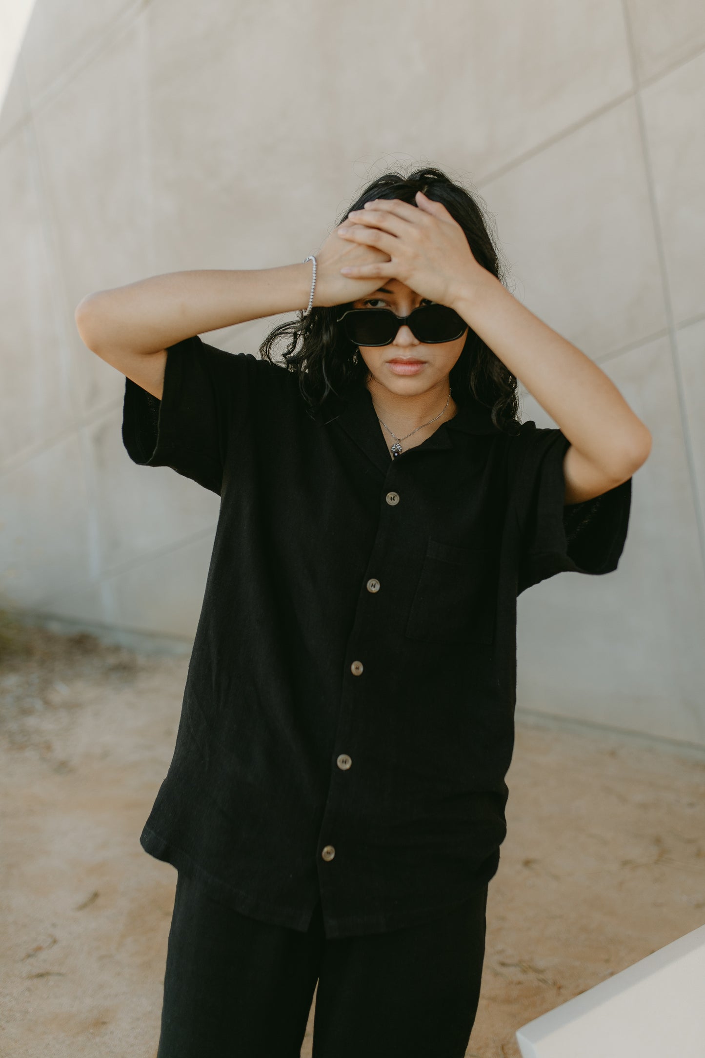 Linen Viscose Camp Collar Linen Shirt