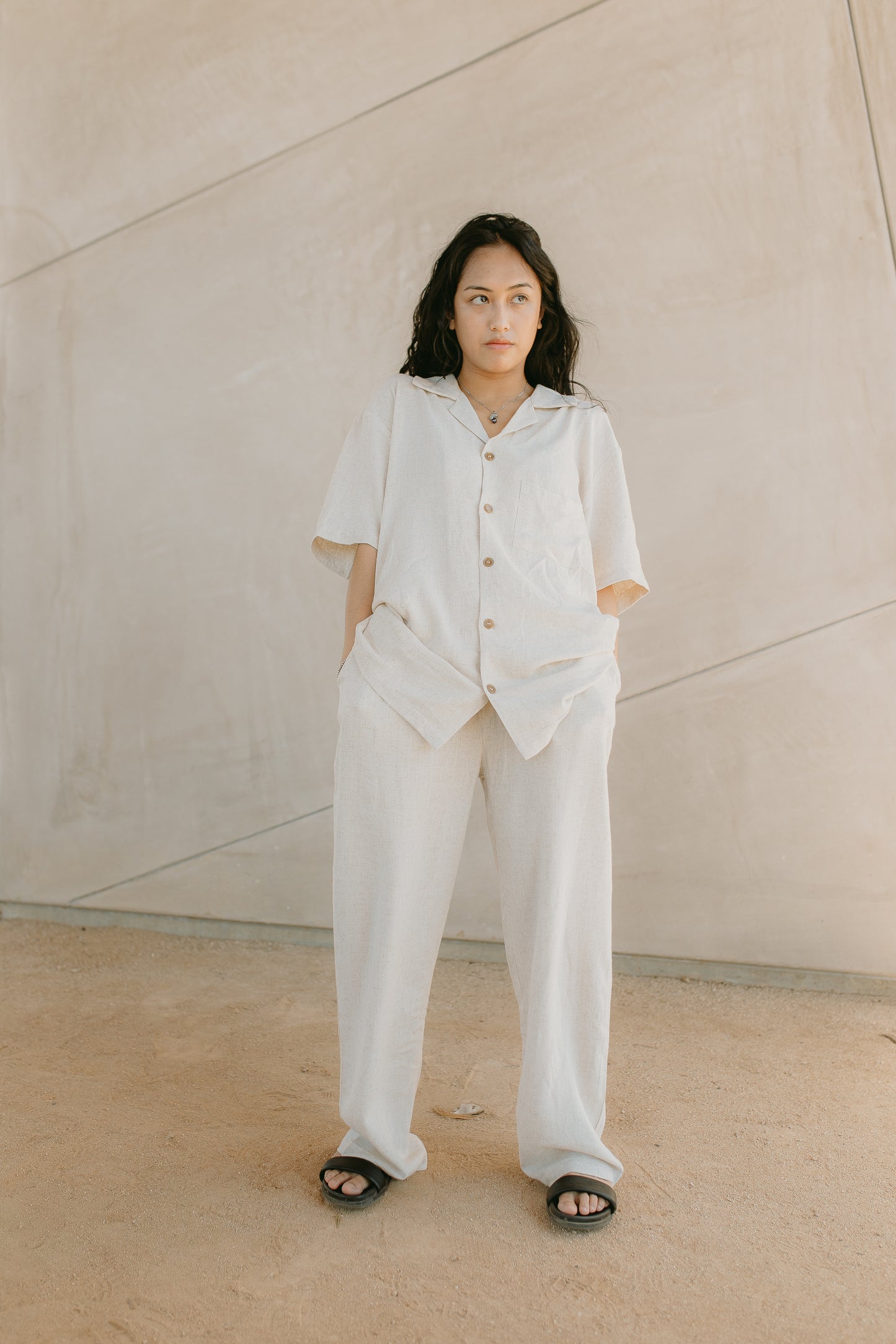 Linen Viscose Camp Collar Linen Shirt